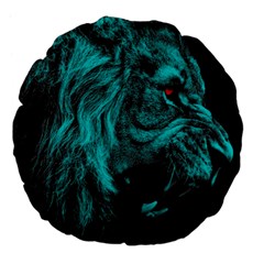 Angry Male Lion Predator Carnivore Large 18  Premium Flano Round Cushions by Sudhe