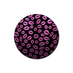 Pink Kisses Rubber Coaster (round)  by TheAmericanDream