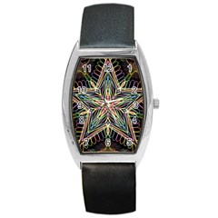 Star Mandala Pattern Design Doodle Barrel Style Metal Watch by Pakrebo