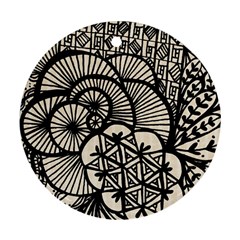 Background Abstract Beige Black Ornament (round)