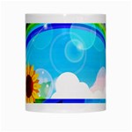 Sunflower And Rainbow Ocean Bokeh White Mugs Center