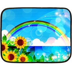 Sunflower And Rainbow Ocean Bokeh Fleece Blanket (mini) by Pakrebo