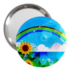 Sunflower And Rainbow Ocean Bokeh 3  Handbag Mirrors by Pakrebo
