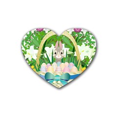 Graphic Easter Easter Basket Spring Rubber Coaster (Heart) 