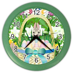 Graphic Easter Easter Basket Spring Color Wall Clock