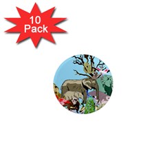 Zoo Animals Peacock Lion Hippo 1  Mini Magnet (10 Pack)  by Pakrebo