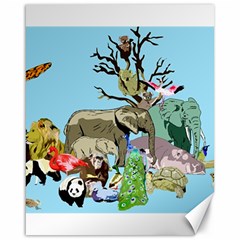 Zoo Animals Peacock Lion Hippo Canvas 16  X 20  by Pakrebo