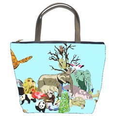 Zoo Animals Peacock Lion Hippo Bucket Bag by Pakrebo