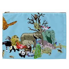 Zoo Animals Peacock Lion Hippo Cosmetic Bag (xxl) by Pakrebo