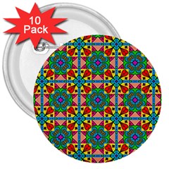 Seamless Pattern Tile Tileable 3  Buttons (10 Pack)  by Pakrebo