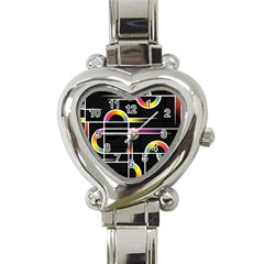 Background Abstract Semi Circles Heart Italian Charm Watch by Pakrebo