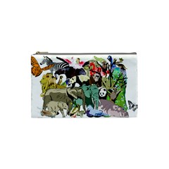 Zoo Animals Peacock Lion Hippo Cosmetic Bag (small) by Pakrebo