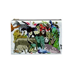 Zoo Animals Peacock Lion Hippo Cosmetic Bag (medium) by Pakrebo