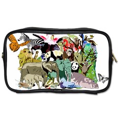 Zoo Animals Peacock Lion Hippo Toiletries Bag (one Side)