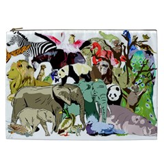 Zoo Animals Peacock Lion Hippo Cosmetic Bag (xxl) by Pakrebo