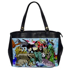 Zoo Animals Peacock Lion Hippo Oversize Office Handbag by Pakrebo