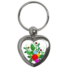 Flowers Floral Plants Nature Key Chain (heart) by Pakrebo