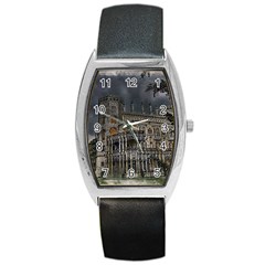 Castle Mansion Architecture House Barrel Style Metal Watch by Pakrebo