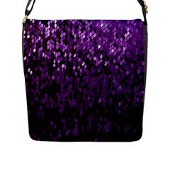 Sequins  White Purple Flap Closure Messenger Bag (l) by Pakrebo