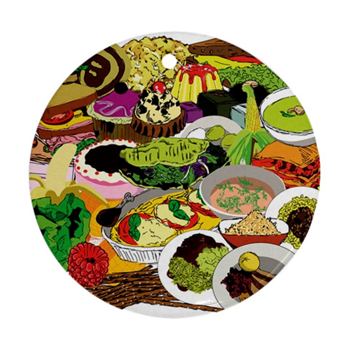 Eat Food Background Art Color Ornament (Round)