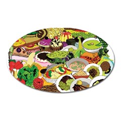 Eat Food Background Art Color Oval Magnet by Pakrebo