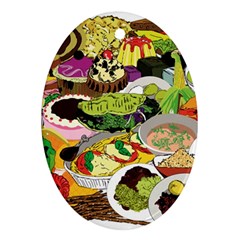 Eat Food Background Art Color Oval Ornament (two Sides) by Pakrebo