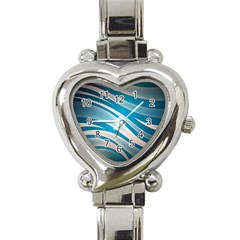 Background Abstract Blue Wavy Heart Italian Charm Watch by Pakrebo