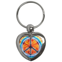 Tie Dye Peace Sign Key Chain (heart) by Pakrebo