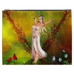 Beautiful Fairy With Wonderful Flowers Cosmetic Bag (xxxl) by FantasyWorld7