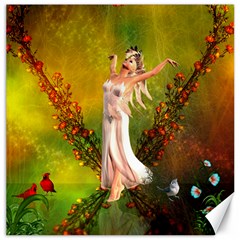 Beautiful Fairy With Wonderful Flowers Canvas 16  X 16  by FantasyWorld7