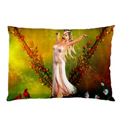 Beautiful Fairy With Wonderful Flowers Pillow Case (two Sides) by FantasyWorld7