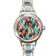 Abstract Triangle Tree Round Italian Charm Watch