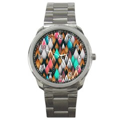 Abstract Triangle Tree Sport Metal Watch