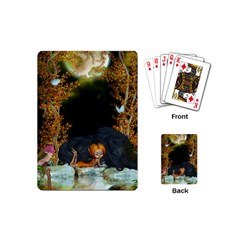 Cute Fairy With Awesome Wolf In The Night Playing Cards (mini) by FantasyWorld7