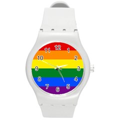 Lgbt Rainbow Pride Flag Round Plastic Sport Watch (m) by lgbtnation