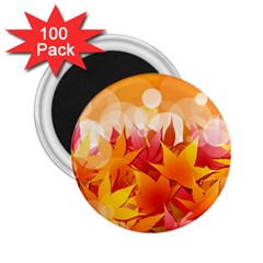 Autumn Background Maple Leaves Bokeh 2 25  Magnets (100 Pack)  by Nexatart