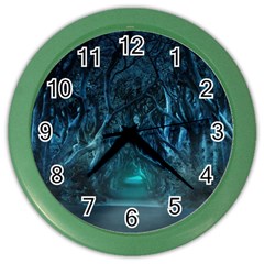 Trees Road Moonlight Avenue Color Wall Clock