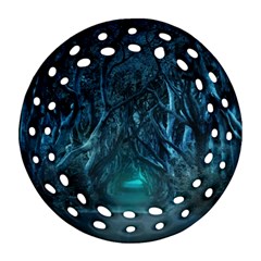 Trees Road Moonlight Avenue Round Filigree Ornament (two Sides) by Nexatart