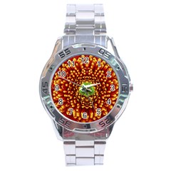 Flower Dahlia Red Petals Color Stainless Steel Analogue Watch by Nexatart