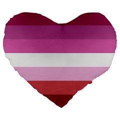 Lesbian Pride Flag Large 19  Premium Flano Heart Shape Cushions by lgbtnation