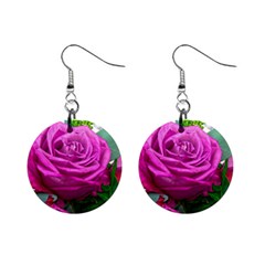 Rose Pink Purple Flower Bouquet Mini Button Earrings by Pakrebo