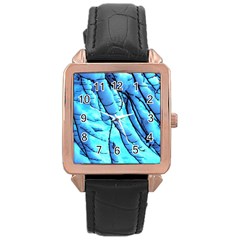 Winter Branch Tree Beech Snow Rose Gold Leather Watch  by Pakrebo