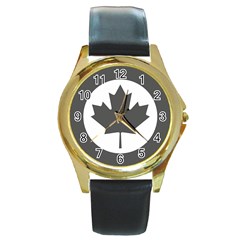 Roundel Of Canadian Air Force - Low Visibility Round Gold Metal Watch by abbeyz71