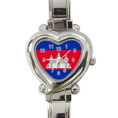 National Flag Of Cambodia Heart Italian Charm Watch by abbeyz71