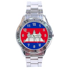 National Flag Of Cambodia Stainless Steel Analogue Watch by abbeyz71