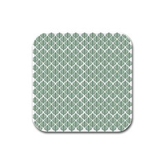 Green Leaf Pattern Rubber Square Coaster (4 pack) 