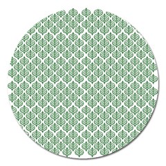 Green Leaf Pattern Magnet 5  (round) by Alisyart