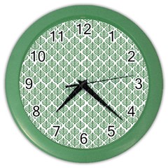 Green Leaf Pattern Color Wall Clock