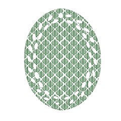 Green Leaf Pattern Oval Filigree Ornament (two Sides)