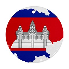 Flag Map Of Cambodia Ornament (round) by abbeyz71